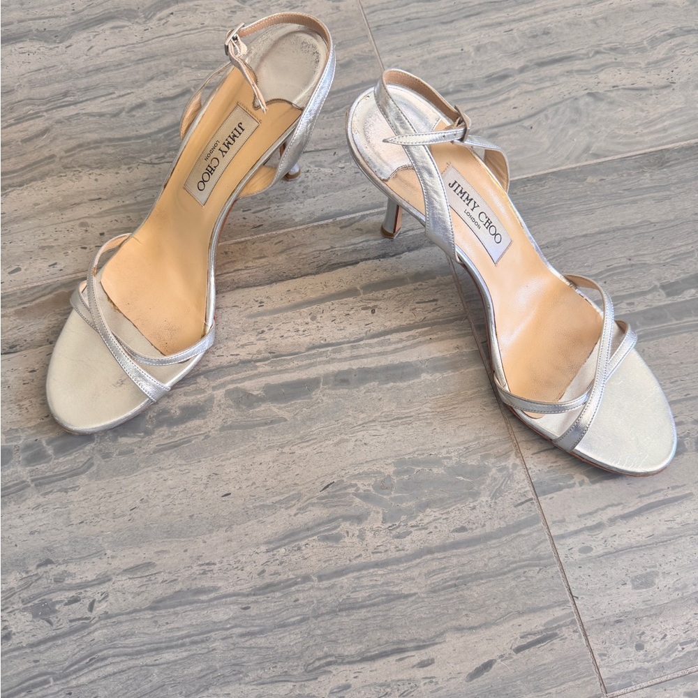 Jimmy Choo Silver Strappy Heels